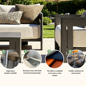 Ensemble de meubles de jardin en aluminium au design moderne avec éponge haute densité imperméable pour villa, hôtel, restaurant Cs093 - Product Image 5