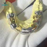 Grillz dentaire multicolore entièrement pavé de moissanite, en argent sterling 925, taille Cœur et Flèche, logo personnalisé, bijoux fins OEM