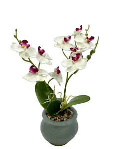 Decoração de flor artificial em vaso, arranjo de flores artificiais em seda, mini flor bonsai