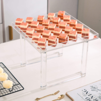 Plateau carré transparent en acrylique pour présentation de gâteaux, élégant plateau de service pour fêtes et mariages, Chine
