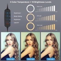 PULUZ 4.7 pouces 12cm USB 3 Modes Dimmable LED Anneau Selfie Beauté Vlogging Photographie Vidéo Lumières avec Trépied Rotule (Noir)