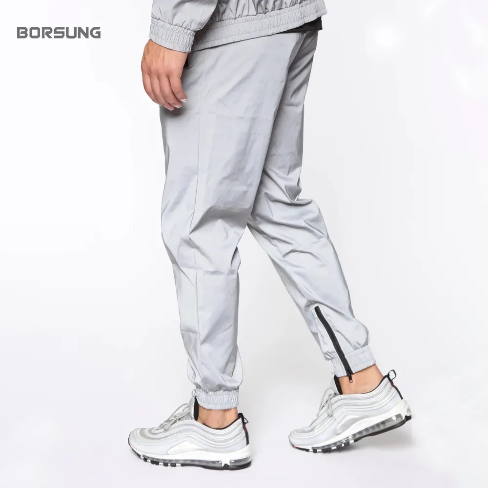 Celana Olahraga Pria Polyesetr, Kualitas Tinggi 100% Celana Joging & Pakaian Latihan Saku Risleting Belakang Ringan
