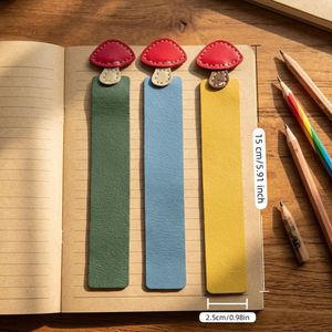 Creative PU Leather Mushroom <b>Bookmark</b> School Office Accessory Cute Page Marker Clip Decorative Book Page Holders for Book Lovers - Product Image 3
