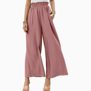 Pantaloni Palazzo a Vita Alta in Poliestere e Cotone Traspirante, Elastico in Vita, Stampa Decorativa, Abbigliamento Casual da Donna - Product Image 6