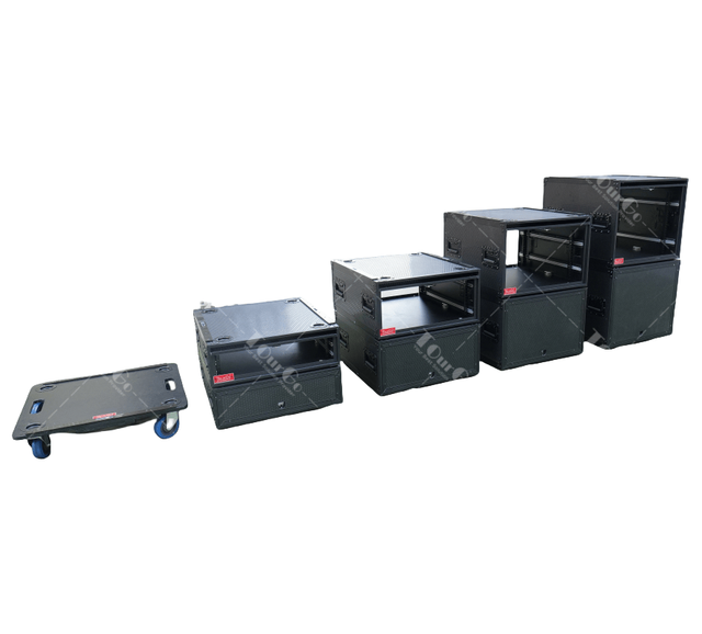 All Black 19" 2U 4U 6U 8U 10U DJ ATA Shock-Proof AMP Flight Transport Rack Case
