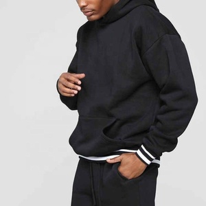 Sudadera con capucha y bolsillo a rayas para correr con estampado personalizado para hombre, Jersey informal de manga larga para otoño para invierno, hombros caídos, ajuste holgado - Product Image 2