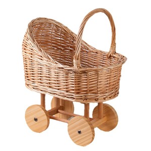 Woven Baby <b>Basket</b> With Wheel Round Storage <b>Basket</b> For Pet Dog Cat Bed Flower Display Photography Props First Birthday Gift - Product Image 4