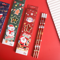 Fournitures scolaires pour la rentrée des classes, 6 crayons en bois HB à motifs de dessins animés pour enfants, avec gomme, pour Noël