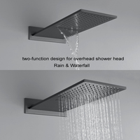Ensemble de douche thermostatique en laiton finition brossée, barre coulissante murale, mitigeur à poignée unique, 4 modes : Doux/Pluie/Massage/Jet