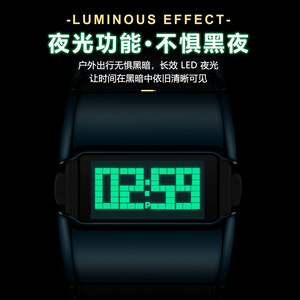 Montre sport numérique LED pour homme, étanche, avec boîtier carré en alliage E126 et bracelet en acier inoxydable - Product Image 5