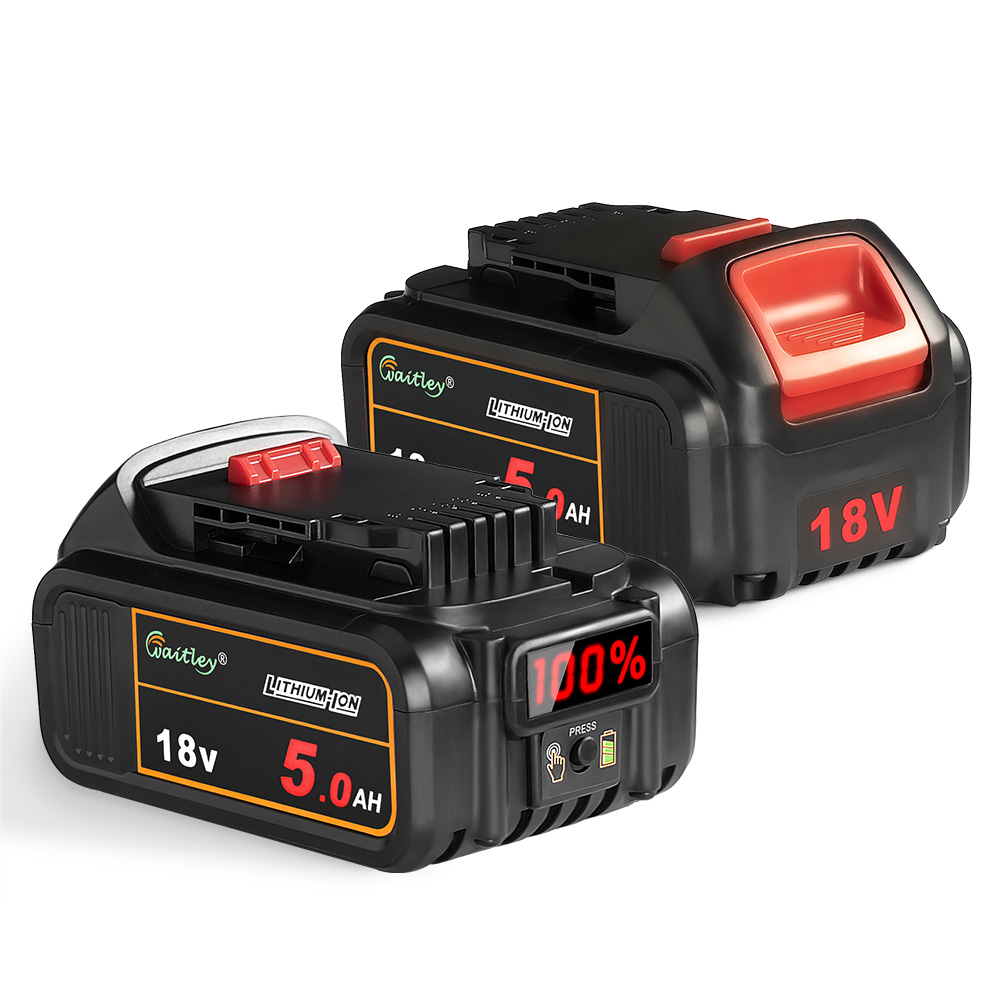 Waitley 18V 5Ah Lithium Battery for DeWalt power Tools DCB184 DCB200 rechargeable electric tool set 20V 18Volt 18 v 5000mAh