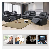 Ensemble de canapés inclinables en cuir de luxe moderne, électrique et manuel, 1+2+3 places, avec porte-gobelets extensible, pour la maison, le bureau ou l'hôtel