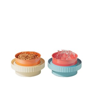 ชามอาหารสัตว์เลี้ยงแบบคู่ ชามเดี่ยว กันลื่น สำหรับแมวและสุนัข ดีไซน์แยกอาหารและน้ำ - Product Image 5