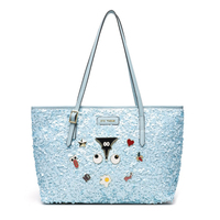 Tas Jinjing Glitter Cantik Set 3 Buah, Tas Selempang Wanita Ringan dan Luas, Tas Selempang Pin Kartun Lucu 2925
