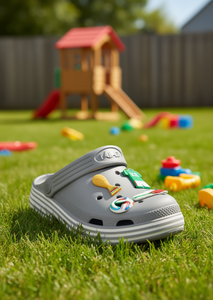 Sandali Zoccoli per Bambini con Spille Animate Taglia 21 Verdi a Righe Estivi Suola in EVA Tomaia in Plastica Punta Rotonda - Product Image 2