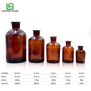 Bouteilles en verre vides personnalisées en ambre avec bouchon en liège 60ml/125ml/250ml/500ml/1000ml Forme Facile à ouvrir Impression à l'écran Pharmacie médicale - Product Image 2