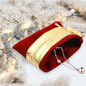 Pochette en velours pour bonbons pour mariages, fêtes, anniversaires, Noël - Sac de rangement cadeau en velours de coton doux avec cordon de serrage - Product Image 4