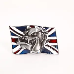 סיטונאי אבץ סגסוגת בריטניה בולדוג ארצות הברית דגל חגורת אבזם מותאם אישית לוגו אמייל חגורת אבזם