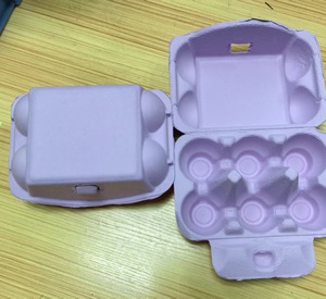 Boîte à œufs en pulpe de bois personnalisée, couleur personnalisée, 6 pièces, anti-collision, résistante à la pression, avec couvercle en bande, moulage en pulpe de bois, rectangulaire - Product Image 5