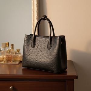 Bolso de Mano de Cuero de Avestruz Genuino para Mujer - Bolso Bandolera de Piel Exótica de Lujo y Cartera para Dama |   Bolsas de Lujo para Mujeres - Product Image 1