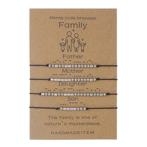 Gran oferta, pulsera de acero inoxidable con código Morse familiar a juego de distancia ajustable para regalos de <span class=keywords><strong>hijo</strong></span> y mamá - Product Image 6
