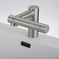 Robinet de salle de bain hygiénique mains libres avec sèche-mains intégré, capteur automatique, robinet d'eau à montage sur plan, chromé, valve en céramique