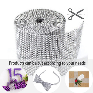 Ruban en maille de strass en plastique brillant, ruban en <span class=keywords><strong>acrylique</strong></span> argenté pour la décoration de gâteaux de mariage, vase, fournitures de fête, 60 pieds - Product Image 3