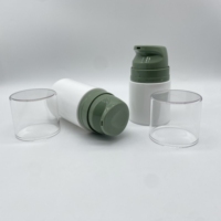 SUNJULY SJAB10 Flacon pompe à vide PP pour sérum et crème, tailles 30ml/50ml/100ml, capuchon blanc transparent, pulvérisateur sans air