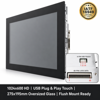 شاشة LCD مقاس 7 بوصات بدقة 1024×600 مع وحدة IPS وشاشة لمس USB، مقاس 275×195 ملم، زجاج غطاء كبير الحجم G+G، شاشة عرض مدمجة للتركيب في الأكشاك الذكية