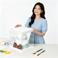 Boîte à gâteau personnalisée YIpin Yinji de 6 pouces peinte à la main, boîte transparente pour macarons, desserts pour enfants, emballage pour crêpes et mousses