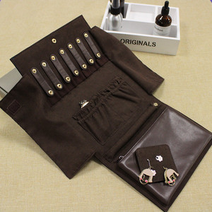 Bolsa de joyería de cuero PU, bolsa para guardar joyas, bolsa de almacenamiento para anillos y pendientes, bolsa de cosméticos plegable de gran capacidad, caja de joyería - Product Image 1