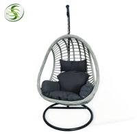 Fulin 2023 Vente en gros d'usine de balançoire bon marché mobilier d'extérieur chaise œuf chaise en rotin de loisirs en osier avec coussin