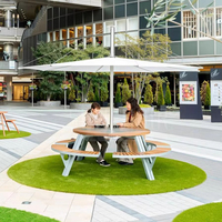 Mobilier d'extérieur en alliage d'aluminium Table de parc pliable Chaises parapluie pour l'école Villa Cour Scenic Area Sièges de nombreuses personnes