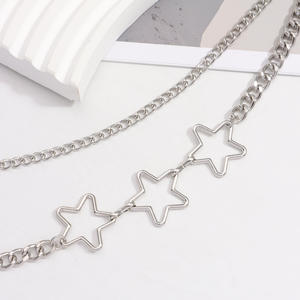 Cadena de cintura de doble capa con diseño de estrella de hip hop, de aleación de zinc, para fiestas, unisex. - Product Image 4