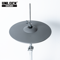 UNLOCK DRUMS VH14 4000+ niveaux de sensibilité, Hi-hat 14 pouces avec peaux de vache, corps en bois de bouleau, sans fil, pliable, batterie de studio