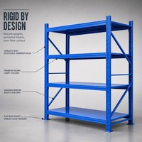 Étagères Heda Rack, robustes, en acier industriel, revêtement en poudre, protection contre la corrosion, capacité de charge de 150 kg, empilables sur plusieurs niveaux