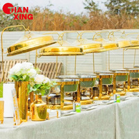 TIANXING Kit Chauffe-Plats de Buffet pour Fêtes, Chafing Dish Luxe à Couvercle Suspendu Doré de 9 L pour Restaurant