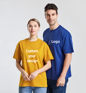 T-shirt uni tricoté de haute qualité imprimé par transfert de chaleur 280gsm 100% coton anti-boulochage personnalisé surdimensionné pour hommes - Product Image 1