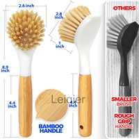 Brosse à vaisselle avec logo personnalisé, poils résistants, manche en bambou, brosse à récurer pour la cuisine, pour éliminer les taches d'huile, nettoyer les casseroles, laver la vaisselle