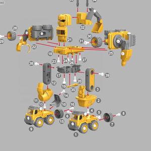 Giáo Dục Đồ Chơi Tự Làm Lắp Ráp Tháo Rời Kết Hợp Biến Dạng Kỹ Thuật Xe Robot 5 Trong 1 Cho Trẻ Em - Product Image 5