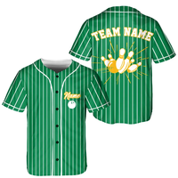 Maillot de baseball personnalisé avec broderie motif dynamique d'action de bowling sur tissu à rayures multicolores, OEM POD, nom et numéro d'équipe personnalisés
