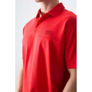 Polo en coton Oxford pour homme Fiesta, manches courtes, coupe ample, anti-rétrécissement, rouge basique 88382 - Product Image 4