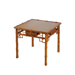 <b>Bamboo</b> Chinese Style Square Table And <b>Stool</b> Set 4 Piece Light Color Dining Room Furniture Durable Design - Product Image 5