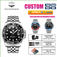 NOVETHERA 5657 Style Montre de Plongée à Quartz pour Homme, Bracelet Jubilé en Acier Inoxydable, Calendrier Lumineux, Étanche 3ATM, Montre-Bracelet Sportive