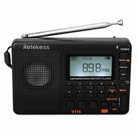 Radio Portabel Premium Retekess V-115 Full Band FM AM Pemutar MP3 Penerima Tuning Digital Speaker