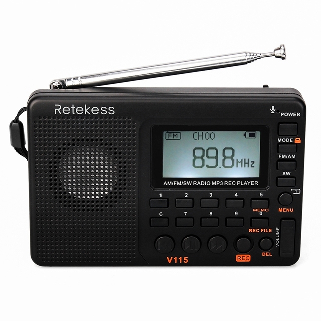 Premium Retekess V-115 Portable Full Band FM AM Radio MP3 Player Digital Tuning Receiver Speaker