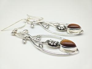 Pendientes de Piedra Ojo de Tigre Natural, Plata de Ley 925, Joyería Artesanal Hecha a Mano, Regalo para Mujer, Proveedor Mayorista de Joyería de la India - Product Image 2