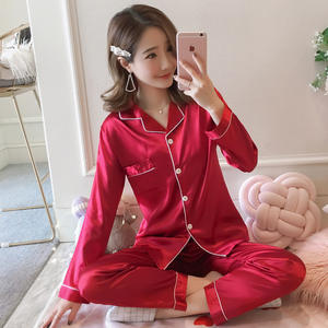 Conjunto de Pijama para Mujer de Satén Tejido de Seda de Diseñador Manga Larga Tallas Grandes <span class=keywords><strong>M</strong></span> a 5XL - Product Image 5