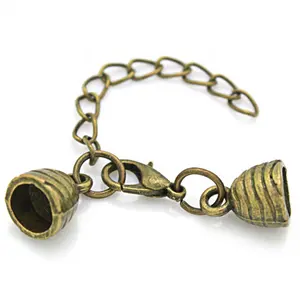 Acessórios de joias mosquetão terminal com corrente de 6mm fecho para colar e pulseira