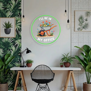 Enseigne néon de jardinage Je serai dans mon bureau Lumière LED Cadeaux de jardinier Brouette Enseigne florale Décoration de jardin Farmhouse Wall Art - Product Image 4